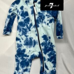 12M / 7 for all mankind -BABY zipper hooded sleep & play blue footless tiedye